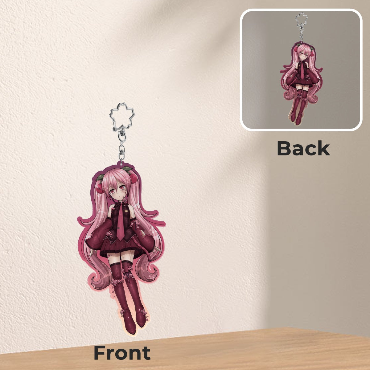Clear Acrylic Keychains |  Hatsune Miku: Black Cherry